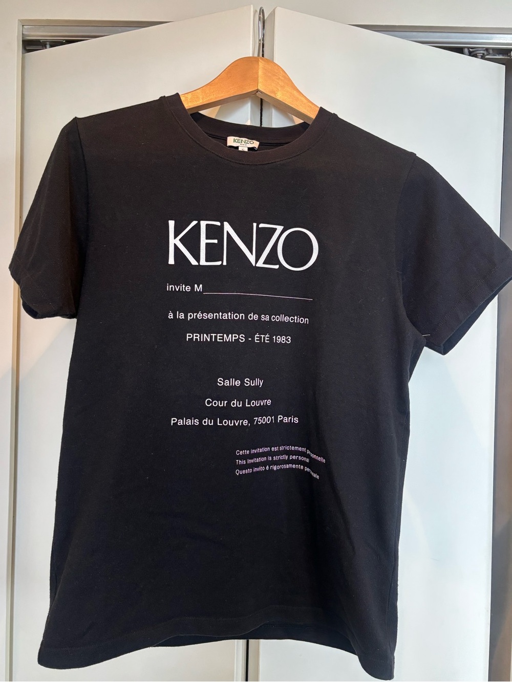 Kenzo Black Crewneck Logo Tee with White Text